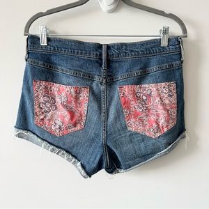 Hollister High Rise Short Short Denim Jean Shorts Bandana Pockets Rodeo K20